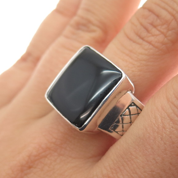 PHLD PlayHardLookDope 925 Sterling Silver Real Black Onyx Ring Size 11.75 - Picture 2 of 8